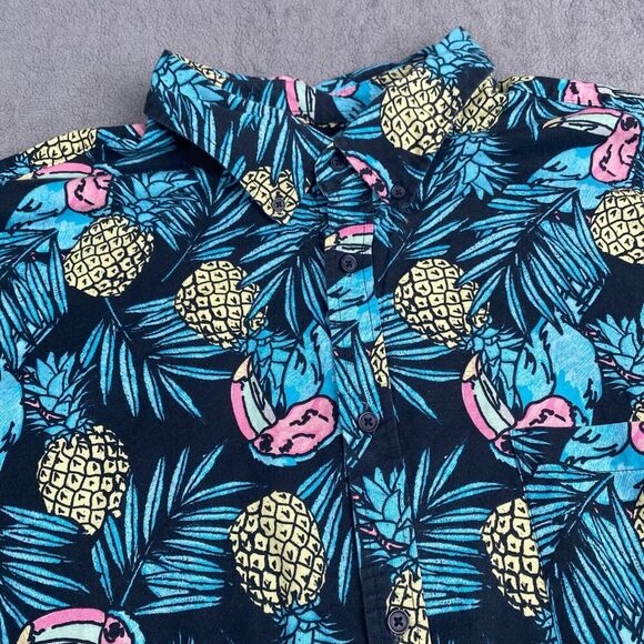 Foundry Supply Co Young Mens Size 3XLT Button Down Short Sleeve Parrot Pineapple - Picture 7 of 10